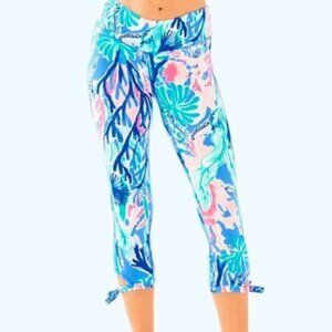 Lilly Pulitzer Luxletic 21” Gemma Weekender Cropped Leggings Jet Stream Large